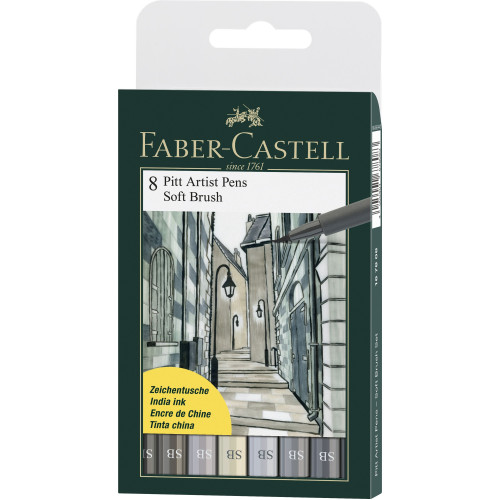 PITT ARTIST PEN SOFT BRUSH SET 8 BUC FABER-CASTELL